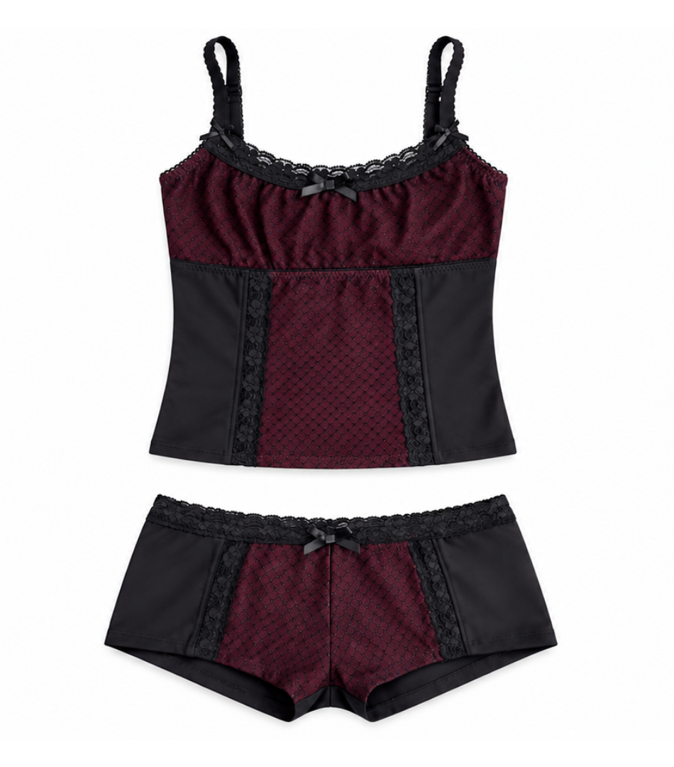 Burgundy Lace Set
