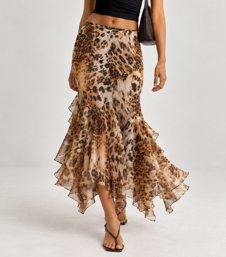 Leopard Ruffle Skirt