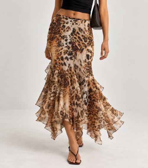 Leopard Ruffle Skirt