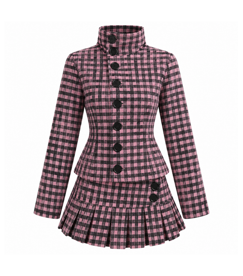Plaid Jacket & Mini Skirt Set